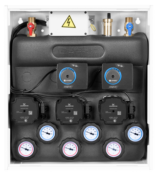 Afriso PrimoBox AZB 355 ze sprzęgłem hydraulicznym, 1 obieg bez zmieszania i 2 obiegi z zaworem mieszającym i siłownikiem ARM 7635500