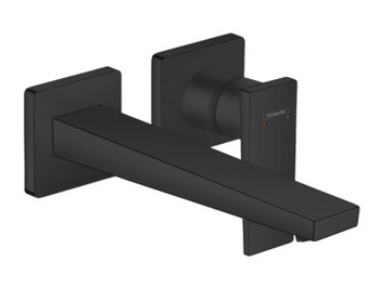 Hansgrohe jednouchwytowa bateria umywalkowa METROPOL, montaż ścienny podtynkowy, wylewka 22,5cm, element zewnętrzny, czarny mat 32526670 