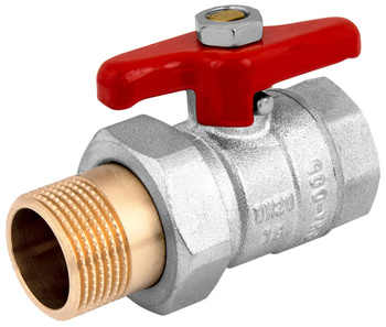 Perfexim kurek kulowy przelotowy ze śrubunkiem perfekt system, z motylkiem, czerwony 3/4" WZ DN20 PHA-005/SM 00-005-0200-200