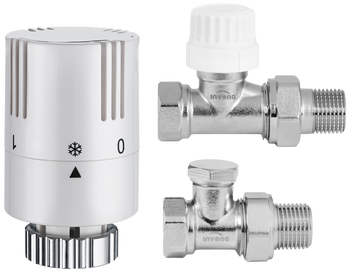 Invena komplet termostatyczny prosty PROV - zawór termostatyczny, zawór powrotny, głowica plus PROV 1/2" CD-71-P15-A