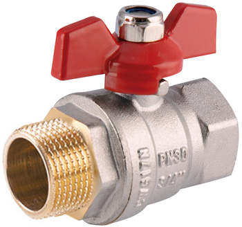 Perfexim kurek kulowy perfekt system, z motylkiem, czerwony 1/2" WZ DN15 PHA-004 00-004-0150-000