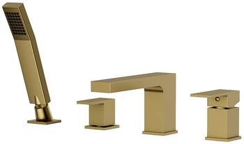 Valvex bateria wannowa stojąca 4-otworowa z akcesoriami ARS, szczotkowany złoty 2420570