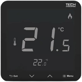 Tech regulator pokojowy bezprzewodowy R-8pz PLUS, pokojowy, zasilany 230V, montaż podtynkowy, czarny STR8PZPLUSBK