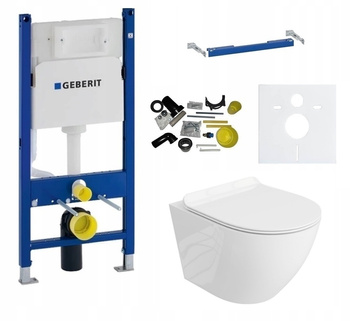 Zestaw stelaż podtynkowy Geberit do WC + miska WC z deską Lavita S051