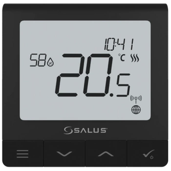 Salus bezprzewodowy, natynkowy regulator tygodniowy Quantum z wbudowanym akumulatorem czarny SQ610BRF