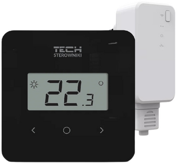 Tech regulator pokojowy bezprzewodowy T-2.2, dwustanowy z pomiarem wilgotności, montaż natynkowy, czarny STT-2.2BK