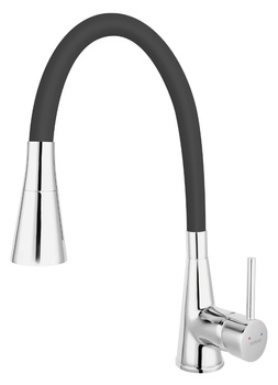 Ferro bateria zlewozmywakowa ZUMBA II, czarna elastyczna wylewka 2F, chrom BZA42B