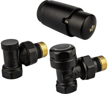 KFA zestaw termostatyczny grzejnikowy, kątowy Komfort Pro, czarny 757-130-81-BL