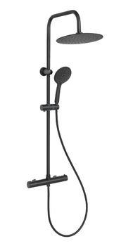 Invena zestaw natryskowy z deszczownią i baterią termostatyczną Musta czarna AU-84-004