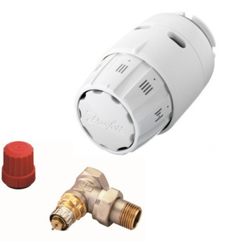 Zestaw termostatyczny Danfoss: zawór RA-N 15 kątowy click + głowica termostatyczna RAS-C2 biała S256