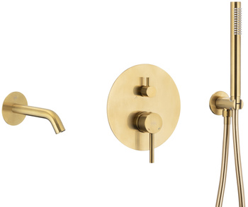 KFA bateria wannowa podtynkowa z zestawem Moza, złoty szczotkowany PVD 5039-401-31