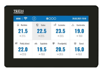 Tech przewodowy panel kontrolny do listwy L-9R (montaż podtynkowy, kolorowy wyświetlacz) M-9R czarny STM9RBK