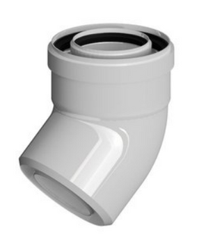 Ricom kolano koncentryczne PP-AL 45° DN 60/100 z uszczelką EPDM PP60/100B45