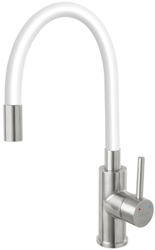 Ferro bateria zlewozmywakowa ZUMBA INOX, biała, elastyczna wylewka BZA4WSS