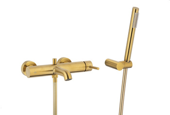 KFA bateria wannowa ścienna MOZA z natryskiem punktowym PREMIUM złoty szczotkowany 5034-520-31