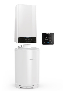 Ariston pakiet ONE TOP 24 NET: kocioł gazowy jednofunkcyjny GENUS ONE SYSTEM 24 + zasobnik BCH 120l ze stojakiem + regulator CUBE S NET ZNONETOP_NET