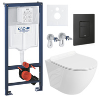 Zestaw stelaż podtynkowy Grohe Rapid SL do WC z przyciskiem Skate Cosmopolitan phantom black + miska WC z deską Lavita + mata Concept S175