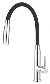 Ferro bateria zlewozmywakowa ZUMBA SLIM, czarna wylewka 2F, chrom BZA43B 
