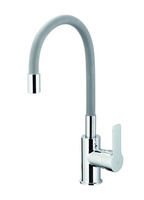 KFA bateria kuchenna stojąca z giętką wylewką RUMBA, chrom + szary 6553-915-63