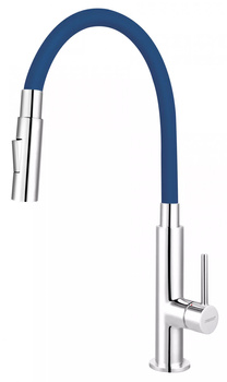 Ferro ZUMBA Slim 2F bateria zlewozmywakowa, niebieska elastyczna wylewka 2F, chrom BZA43L