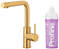 KFA bateria kuchenna z filtracją wody Duero Pure Basic, brushed gold + zestaw filtrujący Profine Lilac S 6623-915-31