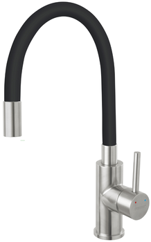 Ferro bateria zlewozmywakowa ZUMBA INOX , czarna elastyczna wylewka BZA4BSS