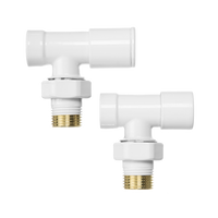 Invena komplet zaworów grzejnikowych - zasilanie + powrót, kątowy, biały CZ-31-K15