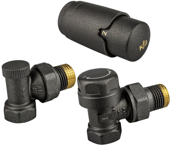 KFA zestaw termostatyczny grzejnikowy, kątowy Komfort Pro, grafit 757-130-61-BL