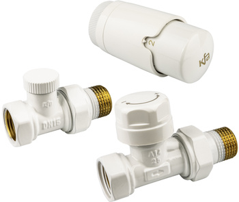 KFA zestaw termostatyczny grzejnikowy, prosty Komfort Pro, biały 757-030-44-BL