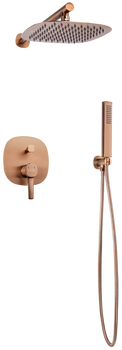 Invena zestaw prysznicowy podtynkowy z deszczownicą Glamour, miedź BS-02-014-V