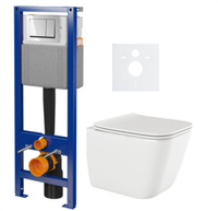 Zestaw stelaż podtynkowy Cersanit do WC z przyciskiem (chrom błyszczący) + miska WC z deską Invena S179