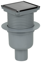 Aniplast wpust kanalizacyjny regulowany z wyjściem prostym fi 50 mm z kołnierzem z nierdzewną ramką i rusztem dwustronnym 100x100mm 2858