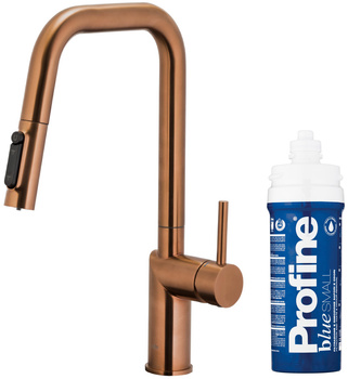 KFA bateria kuchenna z funkcją filtracji wody i wyciąganą wylewką Duero Pure Style Pull-Out + zestaw filtrujący Profine Blue S, brushed rose gold 6623-313-34