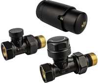 KFA zestaw termostatyczny grzejnikowy, prosty Komfort Pro, czarny 757-030-81-BL