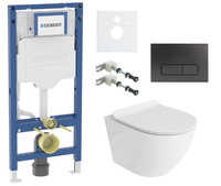 Zestaw stelaż podtynkowy Geberit UP320 do WC z przyciskiem Mocha gun metal + miska WC Sofi Slim 3.0 z deską Lavita S194