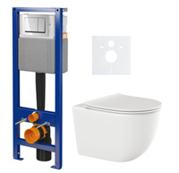 Zestaw stelaż podtynkowy Cersanit do WC z przyciskiem (chrom błyszczący) + miska WC z deską Invena S179