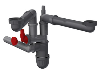 Franke syfon butelkowy, oszczędzajacy miejsce Grey Line 2 komory 112.0551.365