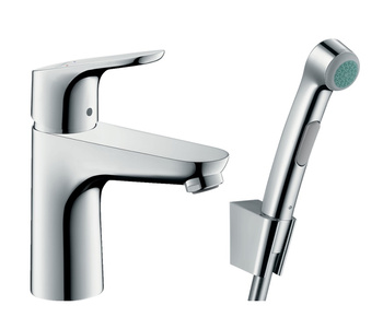 Hansgrohe jednouchwytowa bateria umywalkowa Focus 100 z główką bidette i wężem 31927000