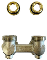 Honeywell podwójny zawór przyłączeniowy kątowy 1/2" GW (z nyplami 1/2"x3/4") V2495EY015A