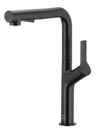 KFA bateria kuchenna DUERO DESIGN stojąca z wyciąganą z wyciąganą wylewką i obrotową wylewką 2 funkcyjną, czarna 6623-220-81