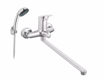 Ferro bateria umywalkowo-wannowa ścienna z zestawem natryskowym FERRO ONE, chrom BFO55A