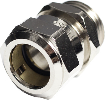 Tece niklowany śrubunek zaciskowy nyplowy typu Quetsch, 15 mm Cu x R 1/2" 740134