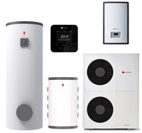 Saunier Duval pakiet OZE: pompa ciepła GeniaAir Mono HA 12-6 O + stacja hydrauliczna HE 9-6 WB + regulator SRC 720 +zasobnik c.w.u. FEW 300 + zasobnik buforowy VNR + czujnik temperatury c.w.u. 550010044321