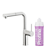 KFA bateria kuchenna z funkcją filtracji wody i wyciąganą wylewką Duero Pure Move Pull-Out + zestaw fitrujący Profine Lilac S, stal nierdzewna 6623-425-22