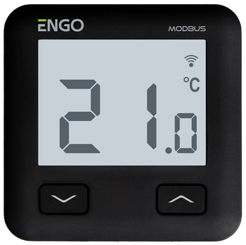 Engo regulator temperatury, MODBUS, 230V, internetowy, podtynkowy, Wi-Fi, czarny E10-MBUSB