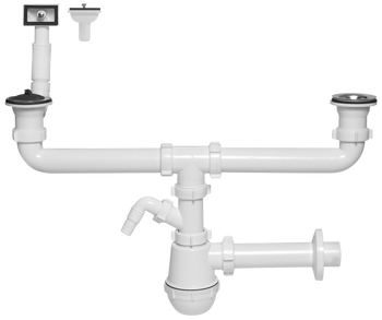 Instadrain syfon zlewozmywakowy fi 50 mm butelkowy, 2-komory, z wyjściem do pralki/zmywarki 1234