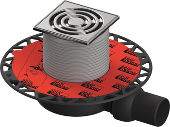 Tece zestaw odpływowy TECEdrainpoint S 112 z uniwersalnym kołnierzem Seal System i rusztem ze stali nierdzewnej 3601102