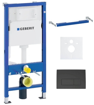Zestaw stelaż podtynkowy Geberit do WC z przyciskiem Delta50 czarny mat + mata Concept S171