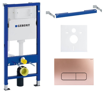 Zestaw stelaż podtynkowy Geberit UP100 do WC z przyciskiem Mocha rose gold S241